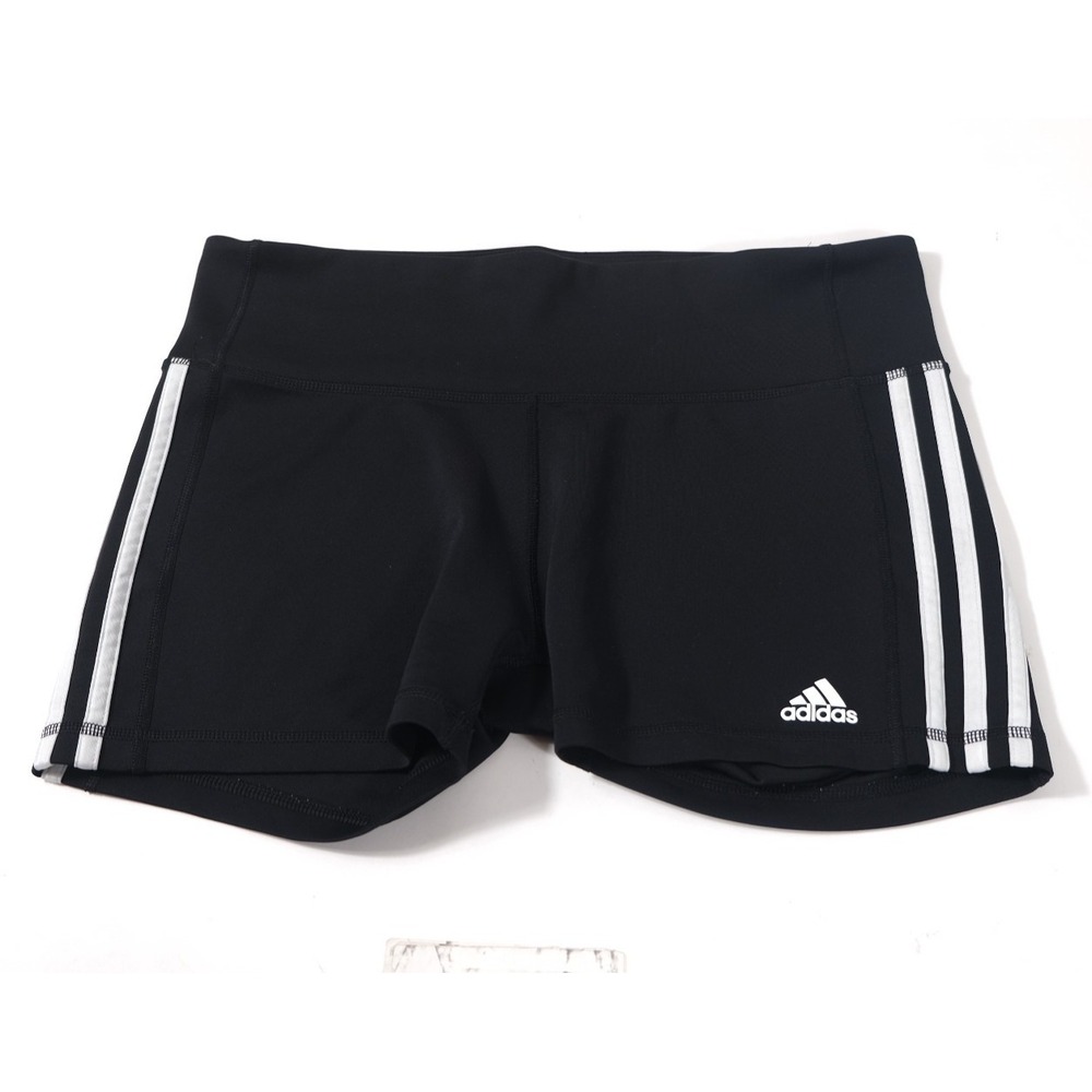 Adidas Athletic Shorts Womens M Black Climalite 3-Stripe Running Yoga Spandex